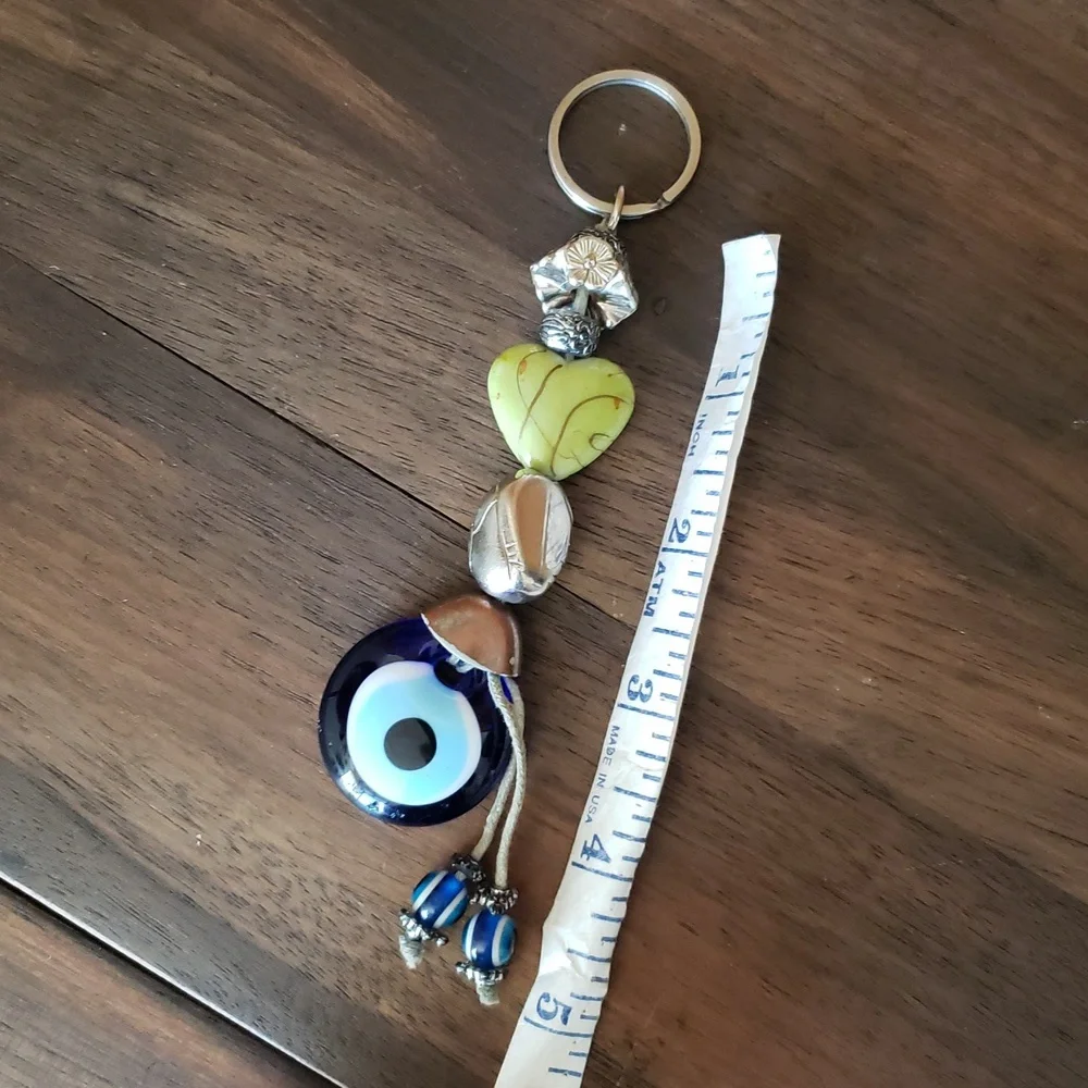 Evil Eye Beaded Glass Good Luck Charm Keychain